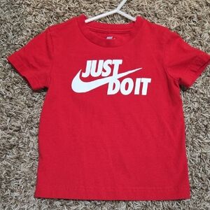 Nike Kids Red Tee with 'Just Do It' Slogan